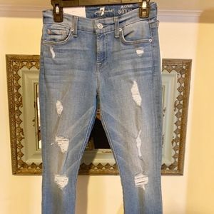 NWT 7 For All Mankind Ankle Skinny Distressed Jean